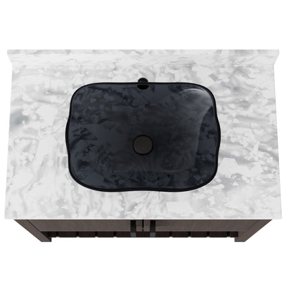 36-inch Novatto bath vanity with Carrara white marble countertop and integrated sink, showcasing sleek design and elegant stone surface.