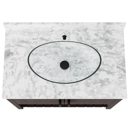 Novatto 36-inch bath vanity with Carrara white marble countertop and sink, showcasing elegant bathroom accessory design.
