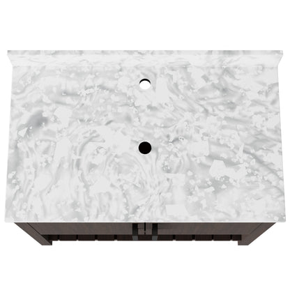 36-inch Novatto vanity with Carrara white marble countertop, showcasing the elegant bathroom accessory and sleek design.