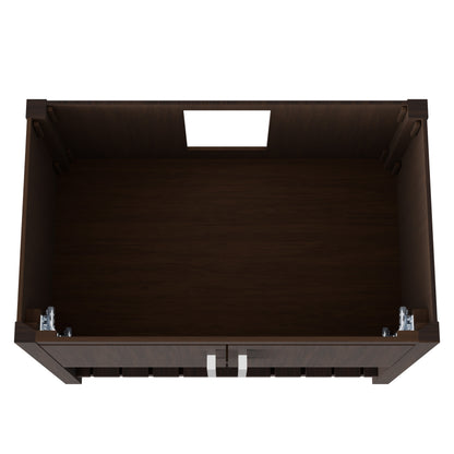 36-inch Novatto Cafe Mocha bath vanity accessory with elegant wood finish and modern design, shown in a well-lit setting.
