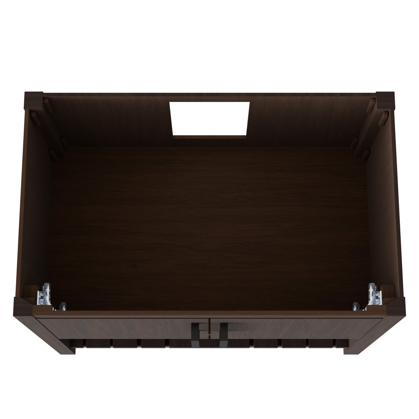 36-inch Novatto bath vanity in Cafe Mocha with gold accents, showcasing a sleek, modern bathroom accessory design.