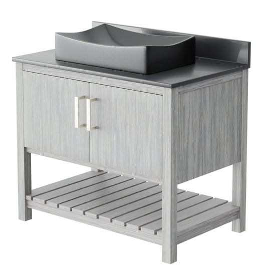 36-inch Bath Vanity with Storm Grey Quartz Counter and Sink - NOBV-36SG-280-1141MB