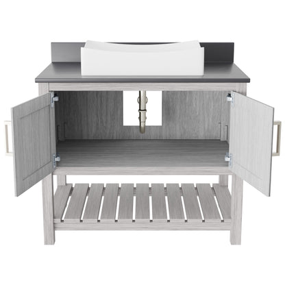 36-inch Bath Vanity with Storm Grey Quartz Counter and Sink - NOBV-36SG-280-1141