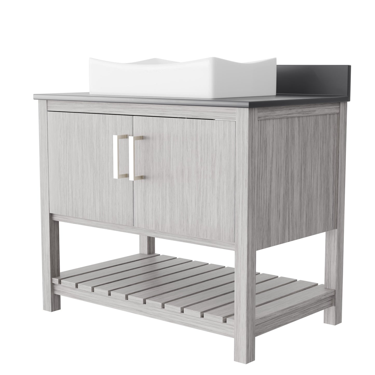 36-inch Bath Vanity with Storm Grey Quartz Counter and Sink - NOBV-36SG-280-1141