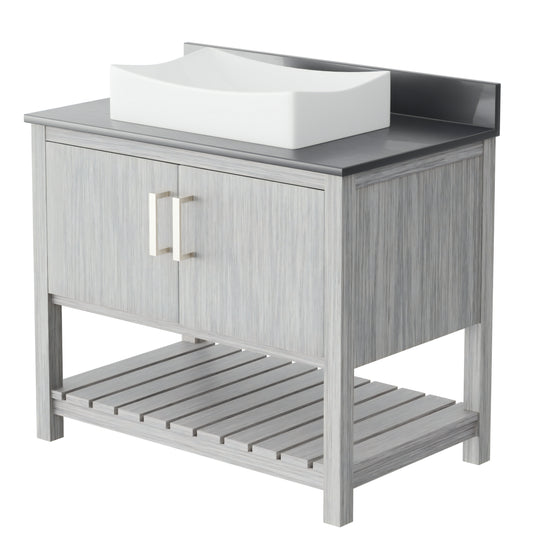 36-inch Bath Vanity with Storm Grey Quartz Counter and Sink - NOBV-36SG-280-1141