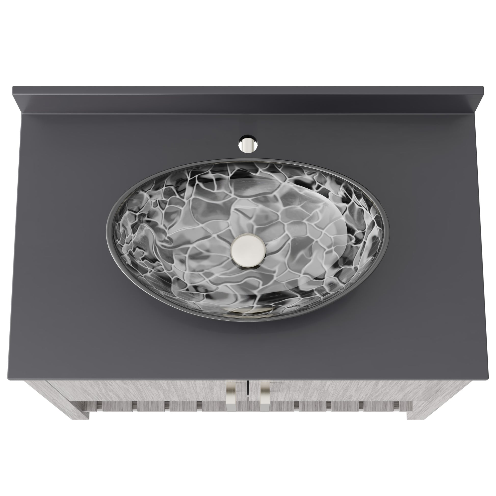 36-inch Novatto bath vanity with storm grey quartz countertop and sink, showcasing sleek bathroom accessory design.