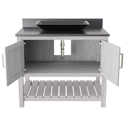 36-inch Bath Vanity with Storm Grey Counter and Sink, NOBV-36SG-280-19034