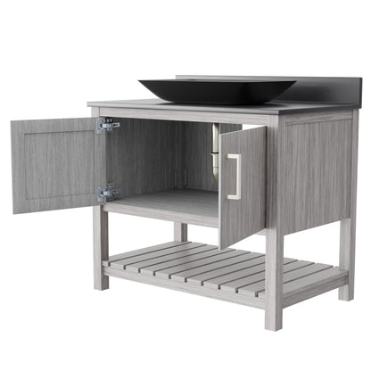 36-inch Bath Vanity with Storm Grey Counter and Sink, NOBV-36SG-280-19034