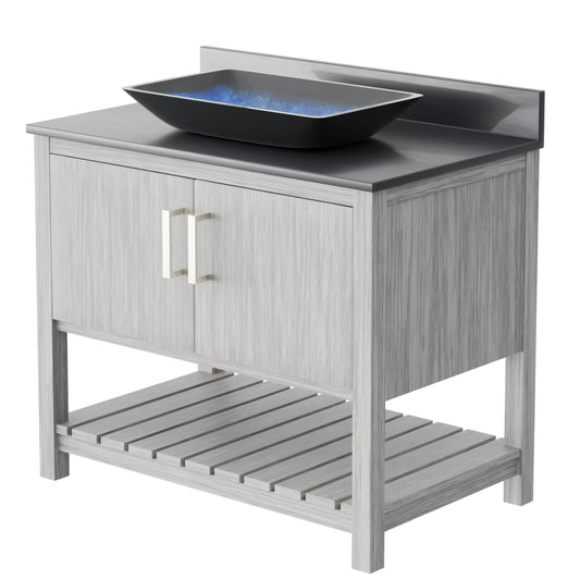36-inch Bath Vanity with Storm Grey Counter and Sink, NOBV-36SG-280-19034