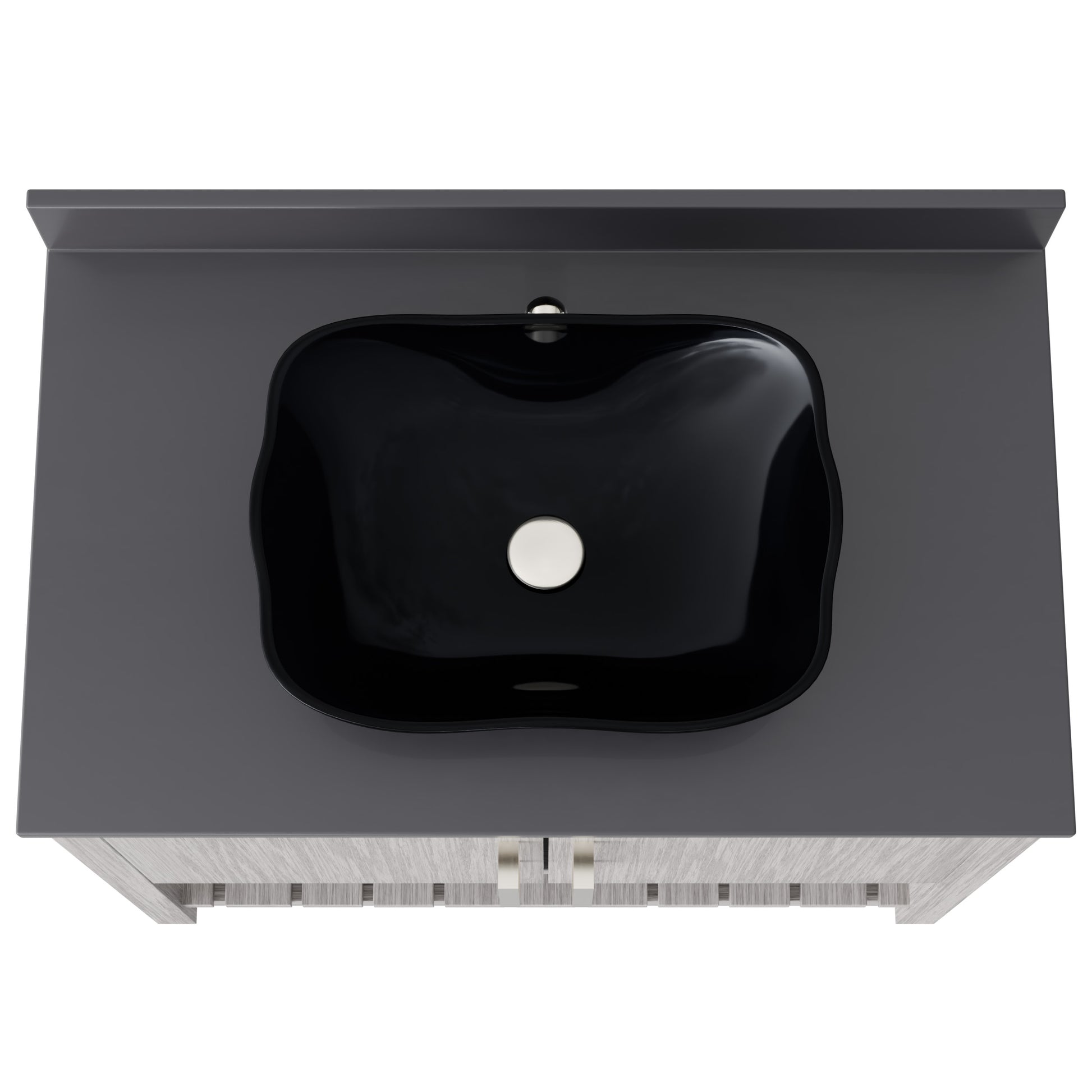 36-inch Novatto bath vanity with storm grey quartz counter and sink, showcasing sleek bathroom accessory design.