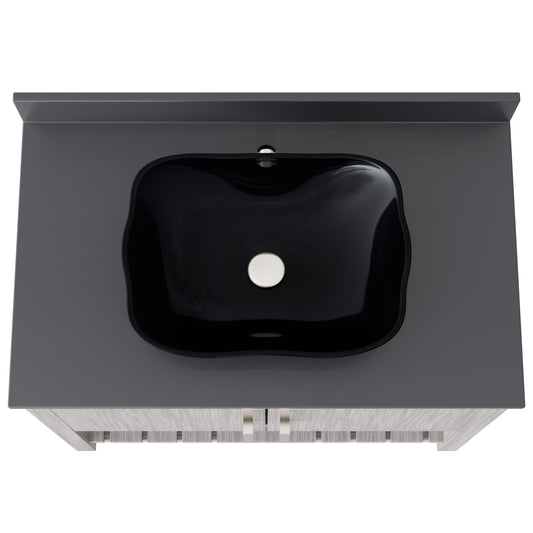 36-inch Bath Vanity with Storm Grey Quartz Counter and Sink - NOBV-36SG-280-317G