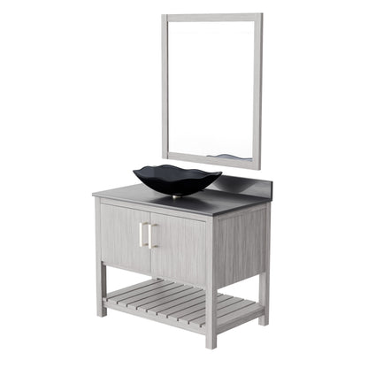 36-inch Novatto bath vanity with storm grey quartz countertop and sink, featuring modern design and sleek finish.