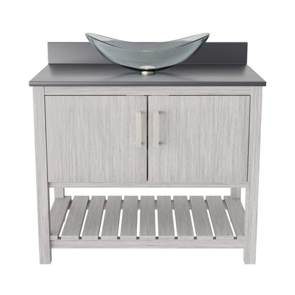 36-inch Bath Vanity with Storm Grey Quartz Counter and Sink - NOBV-36SG-280-324C