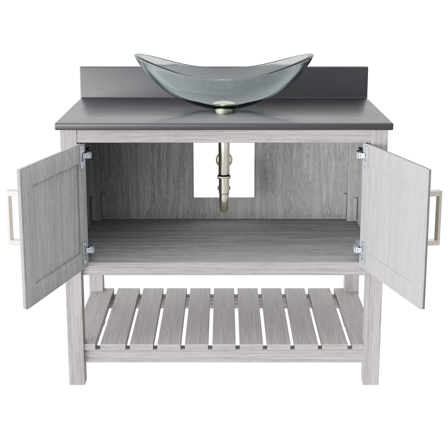 36-inch Bath Vanity with Storm Grey Quartz Counter and Sink - NOBV-36SG-280-324C