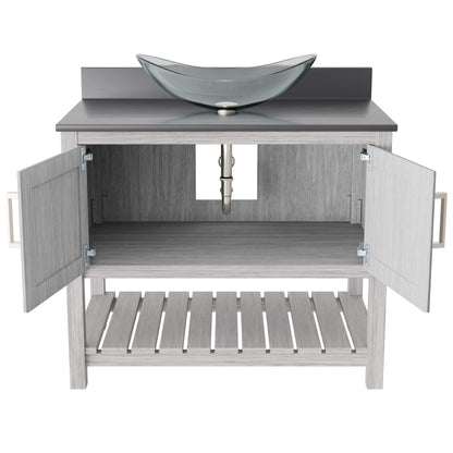 36-inch Bath Vanity with Storm Grey Quartz Counter and Sink - NOBV-36SG-280-324C