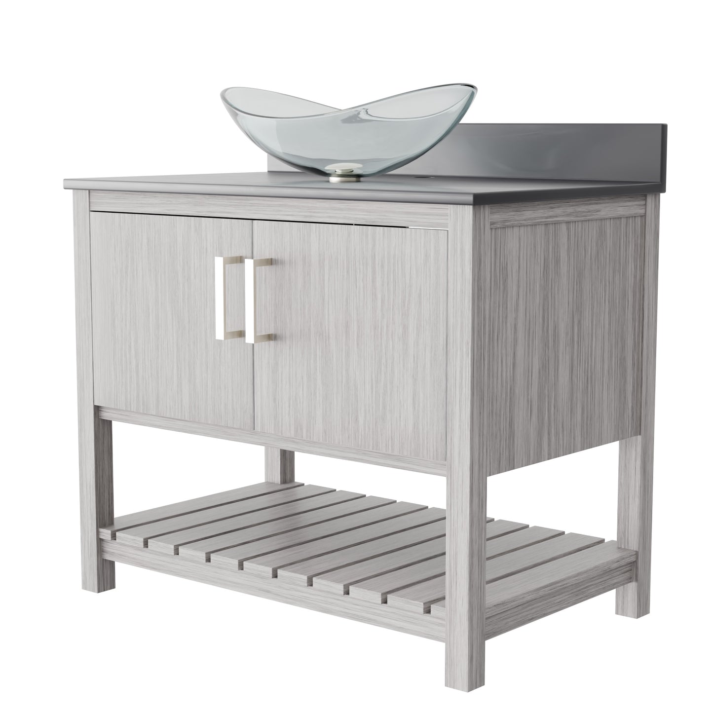 36-inch Bath Vanity with Storm Grey Quartz Counter and Sink - NOBV-36SG-280-324C