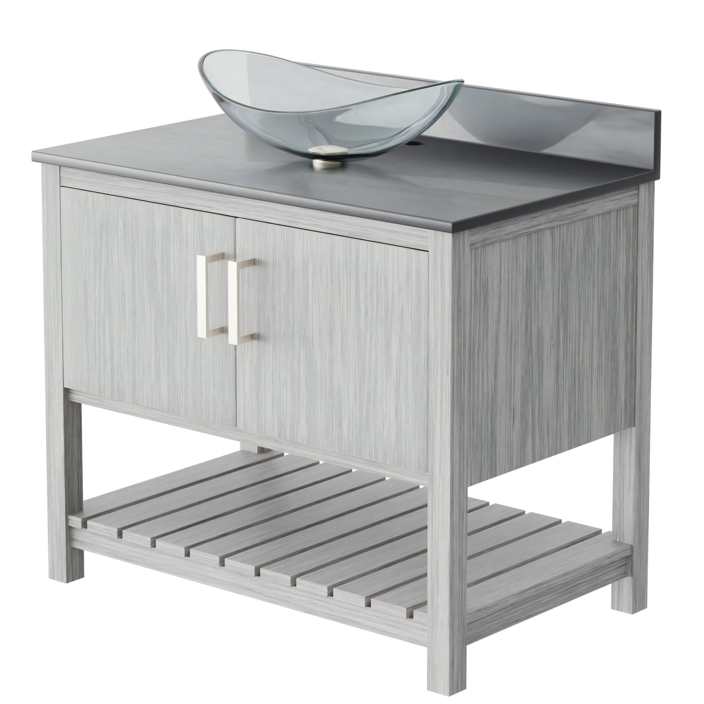 36-inch Bath Vanity with Storm Grey Quartz Counter and Sink - NOBV-36SG-280-324C