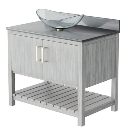 36-inch Bath Vanity with Storm Grey Quartz Counter and Sink - NOBV-36SG-280-324C