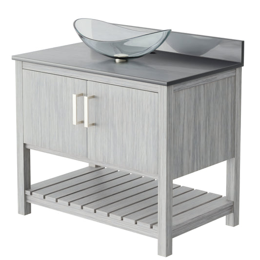 36-inch Bath Vanity with Storm Grey Quartz Counter and Sink - NOBV-36SG-280-324C
