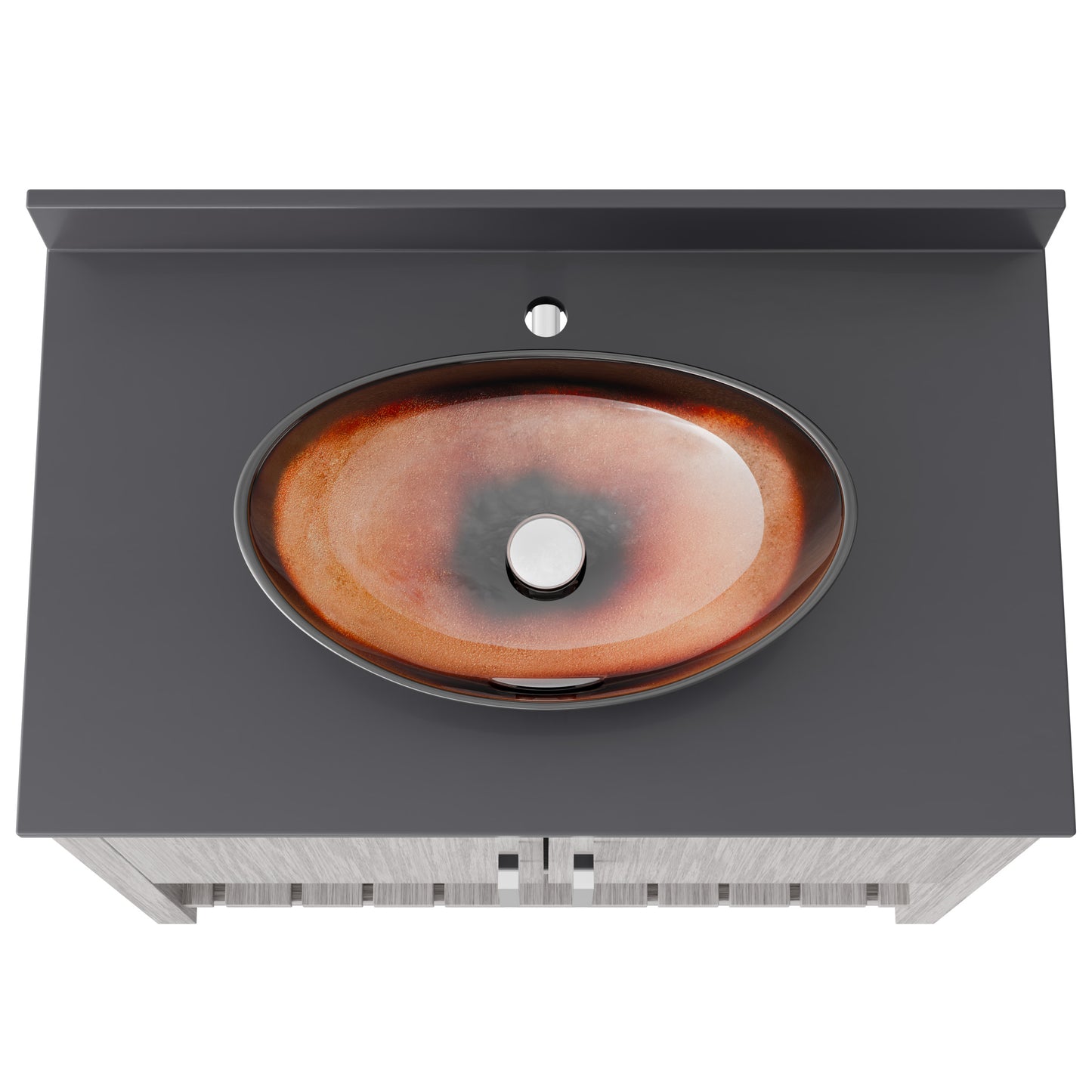 36-inch Novatto bath vanity with storm grey quartz countertop and integrated sink, modern bathroom accessory.