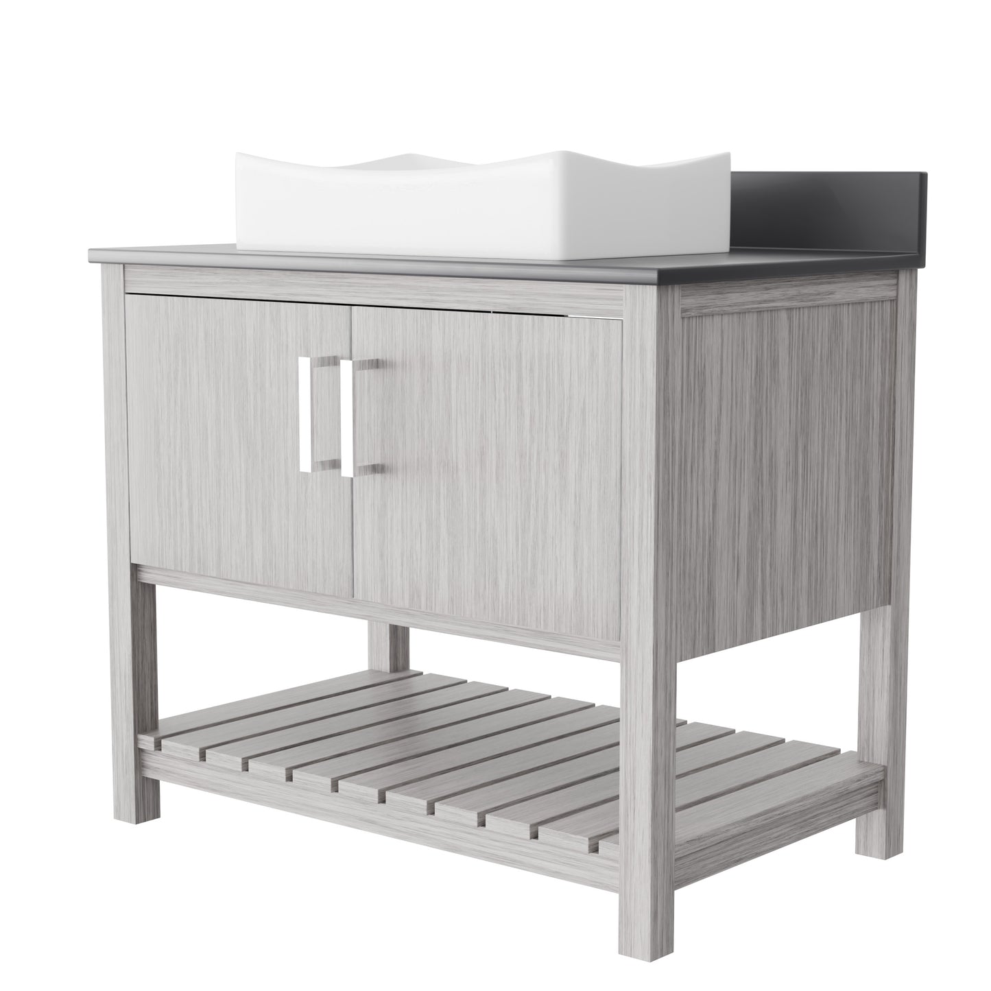 36-inch Bath Vanity with Storm Grey Quartz Counter and Sink - NOBV-36SG-280-1141