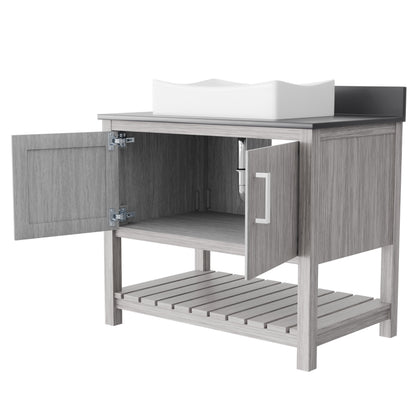 36-inch Bath Vanity with Storm Grey Quartz Counter and Sink - NOBV-36SG-280-1141