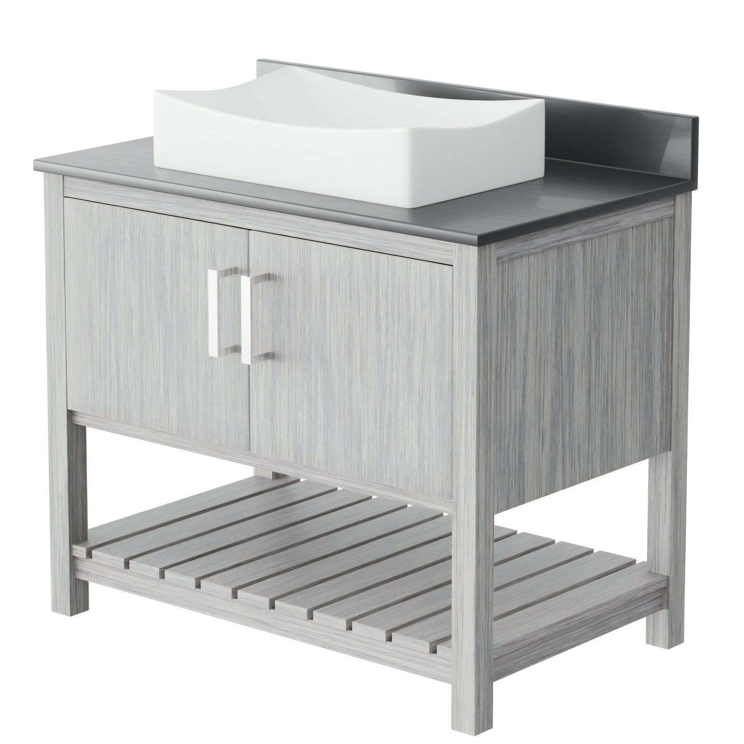 36-inch Bath Vanity with Storm Grey Quartz Counter and Sink - NOBV-36SG-280-1141