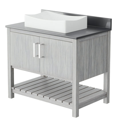 36-inch Bath Vanity with Storm Grey Quartz Counter and Sink - NOBV-36SG-280-1141