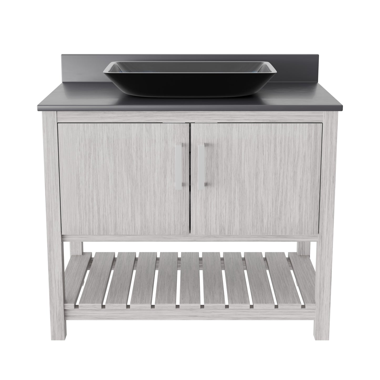 36-inch Bath Vanity with Storm Grey Counter and Sink, NOBV-36SG-280-19034