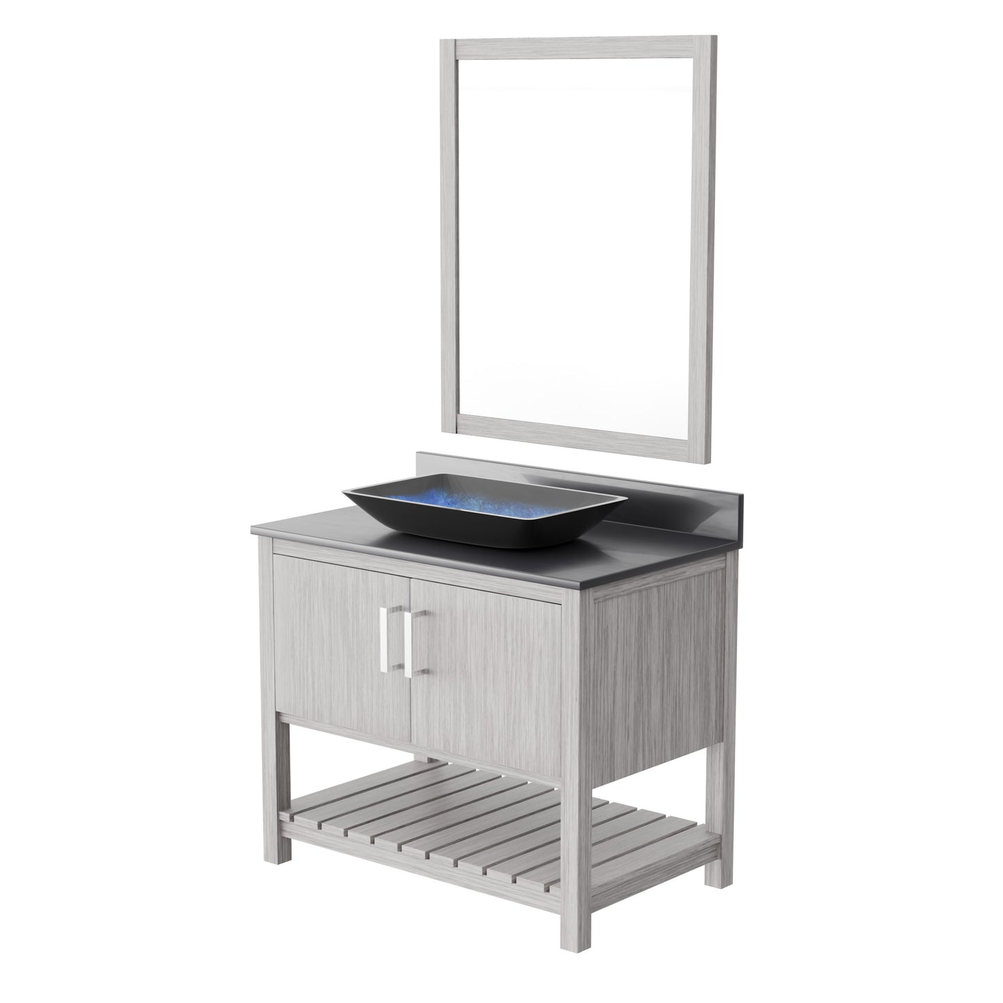 36-inch Bath Vanity with Storm Grey Counter and Sink, NOBV-36SG-280-19034