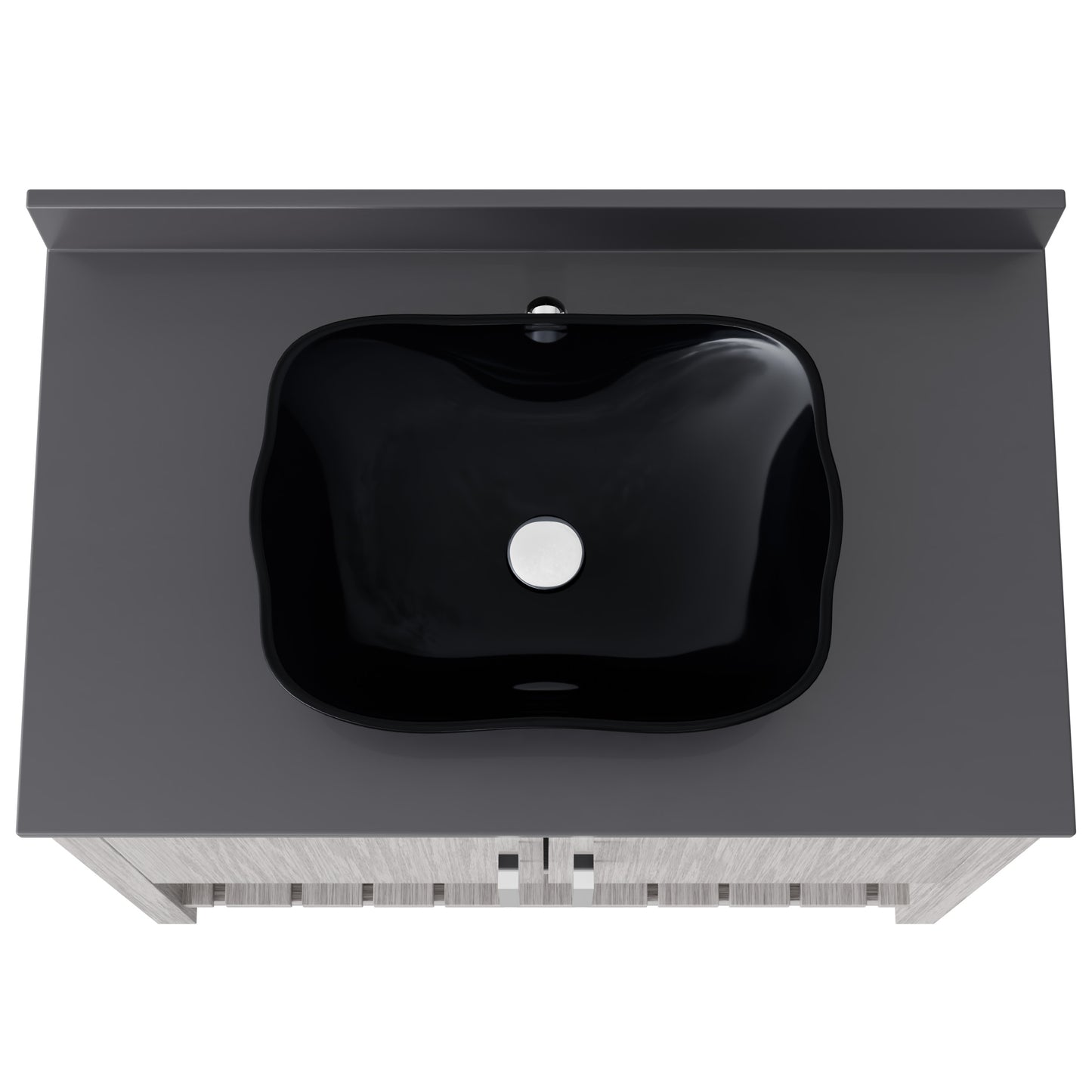 36-inch Novatto bath vanity with storm grey quartz countertop and integrated sink, showcasing modern bathroom accessory design.
