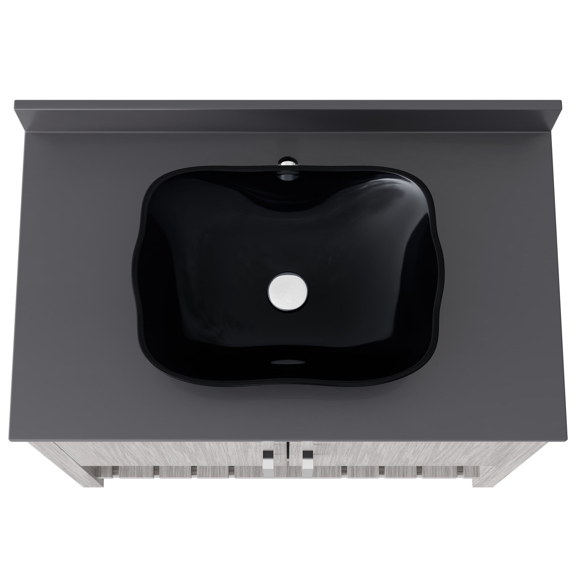 36-inch Novatto bath vanity with storm grey quartz countertop and integrated sink, showcasing modern bathroom accessory design.