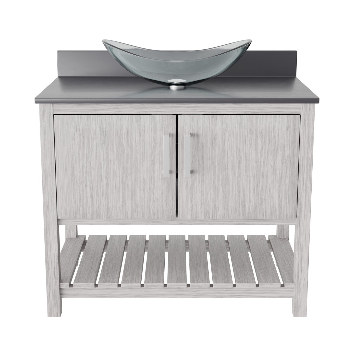 36-inch Bath Vanity with Storm Grey Quartz Counter and Sink - NOBV-36SG-280-324C