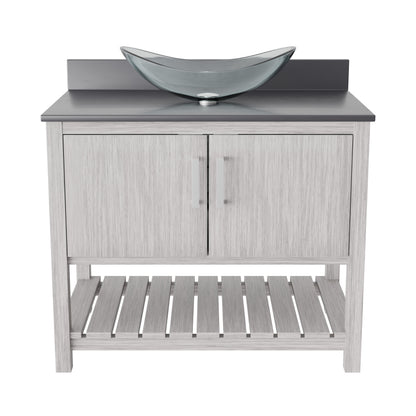 36-inch Bath Vanity with Storm Grey Quartz Counter and Sink - NOBV-36SG-280-324C