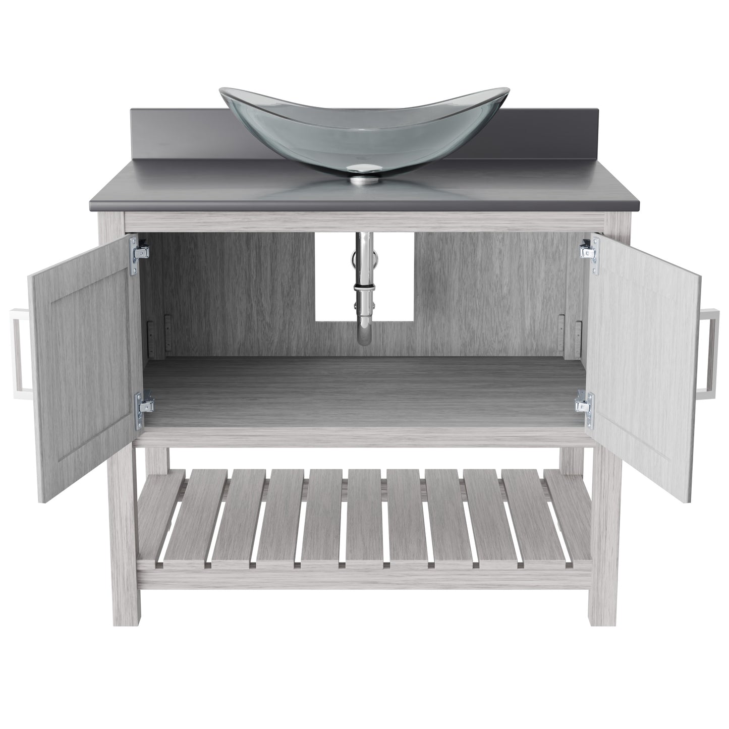 36-inch Bath Vanity with Storm Grey Quartz Counter and Sink - NOBV-36SG-280-324C