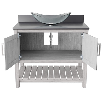 36-inch Bath Vanity with Storm Grey Quartz Counter and Sink - NOBV-36SG-280-324C