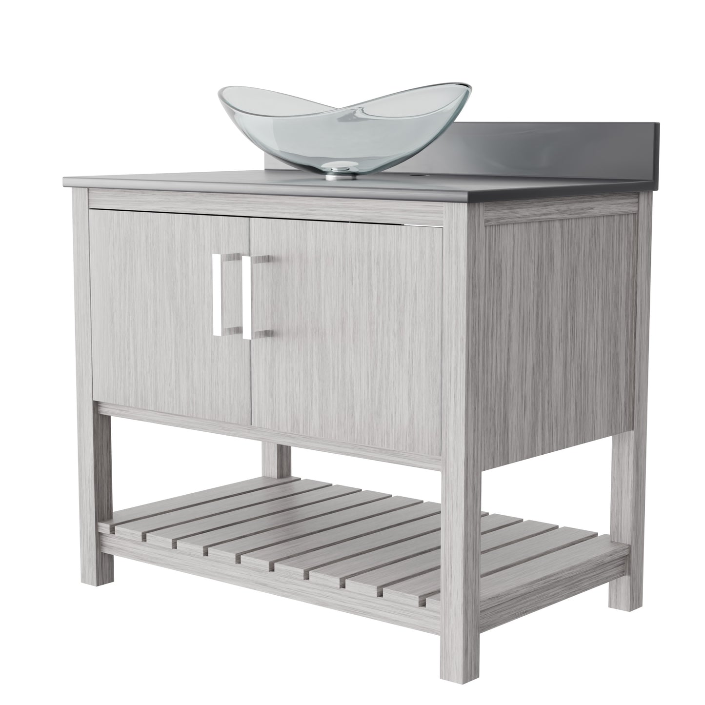 36-inch Bath Vanity with Storm Grey Quartz Counter and Sink - NOBV-36SG-280-324C