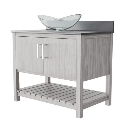 36-inch Bath Vanity with Storm Grey Quartz Counter and Sink - NOBV-36SG-280-324C