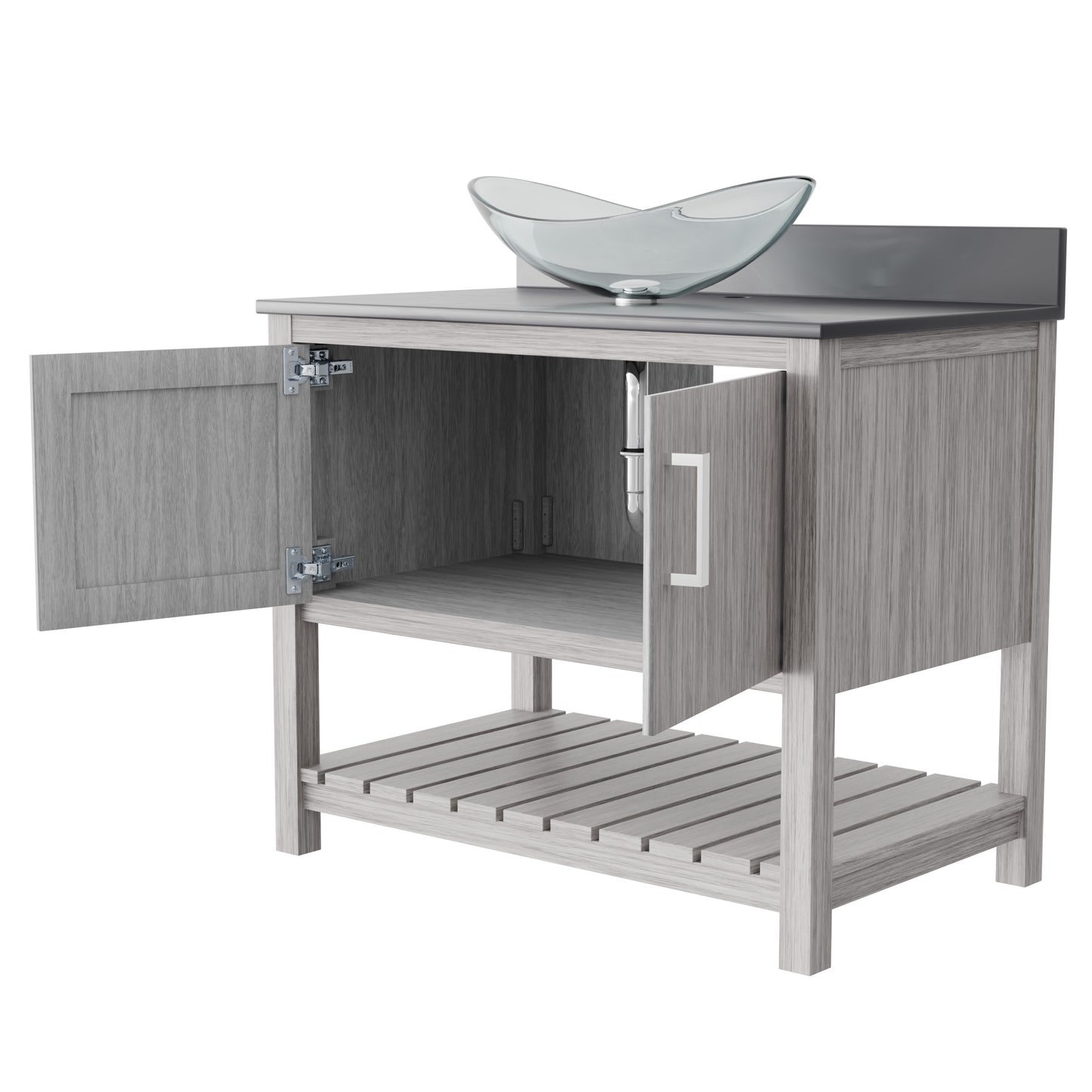 36-inch Bath Vanity with Storm Grey Quartz Counter and Sink - NOBV-36SG-280-324C