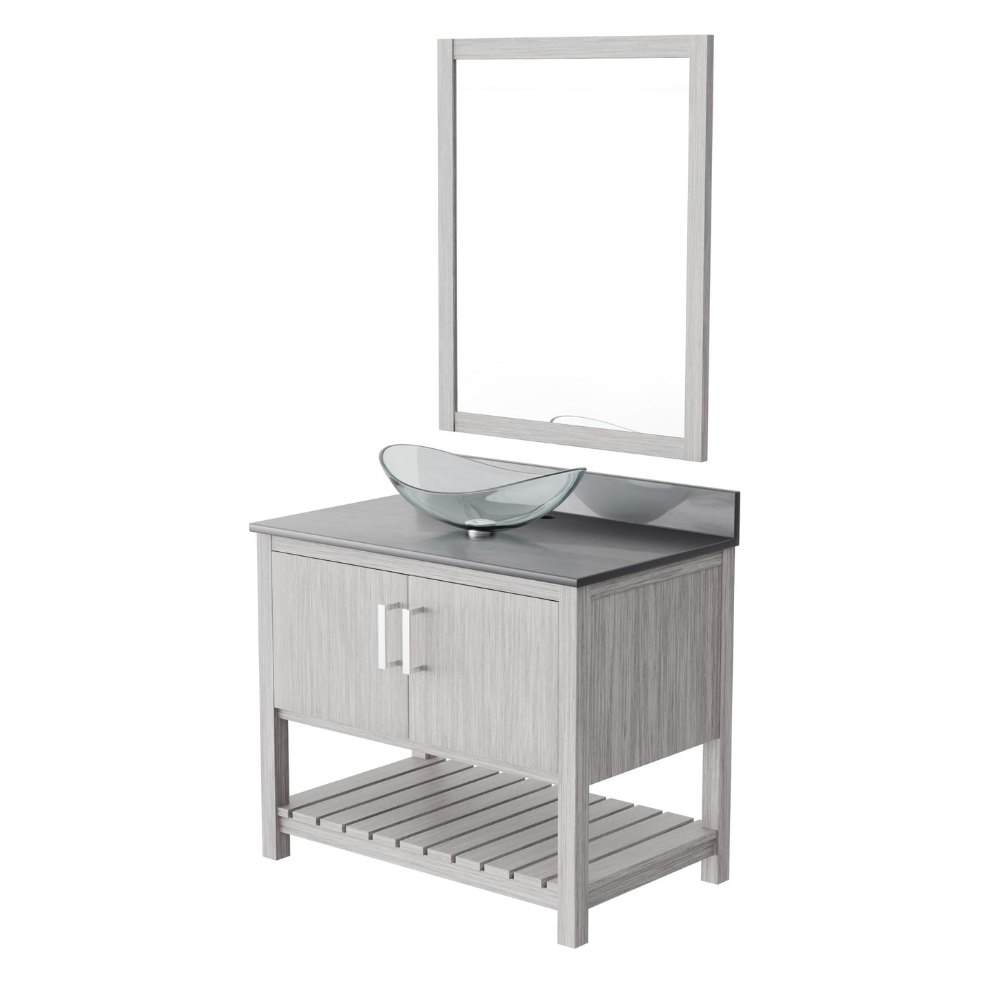 36-inch Bath Vanity with Storm Grey Quartz Counter and Sink - NOBV-36SG-280-324C