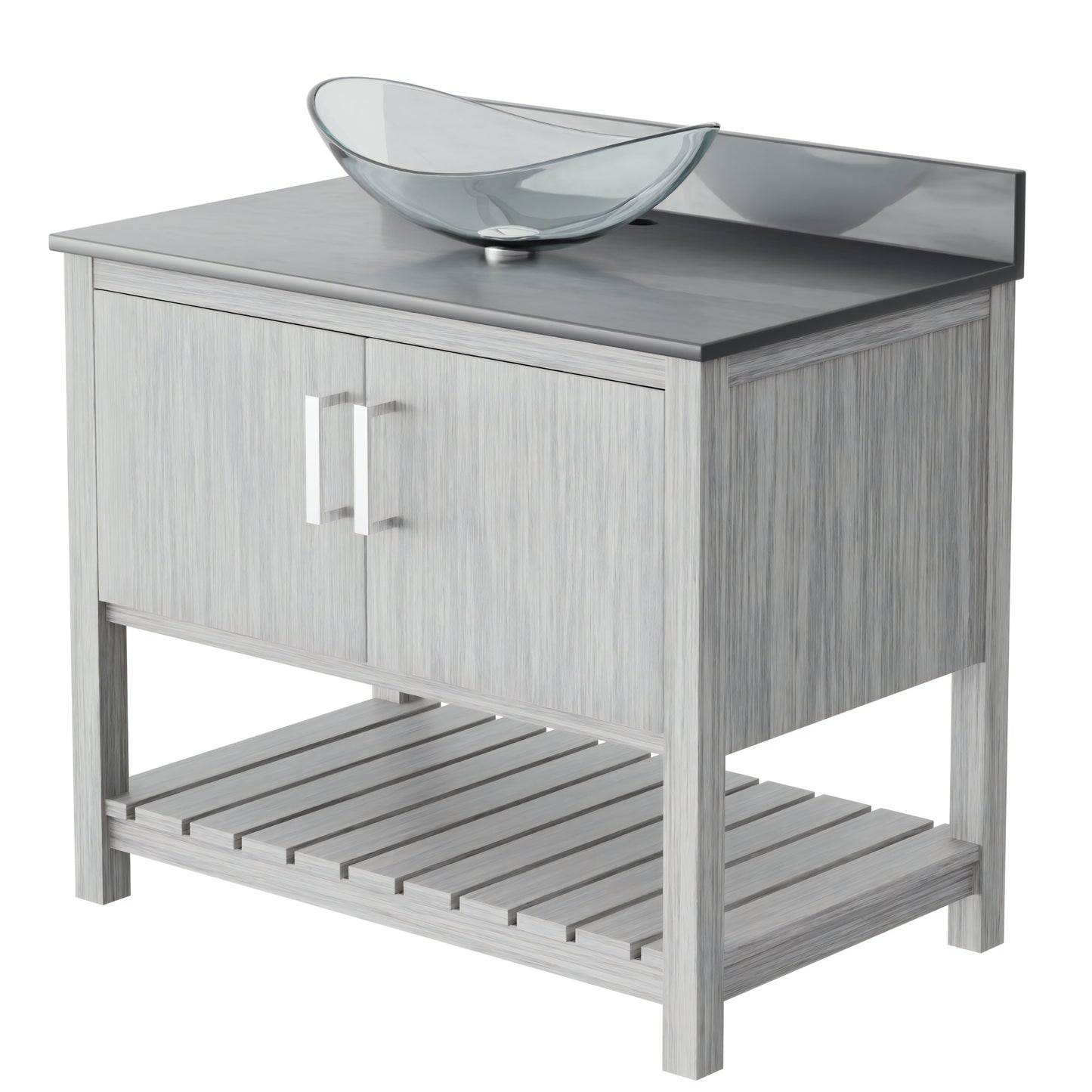 36-inch Bath Vanity with Storm Grey Quartz Counter and Sink - NOBV-36SG-280-324C
