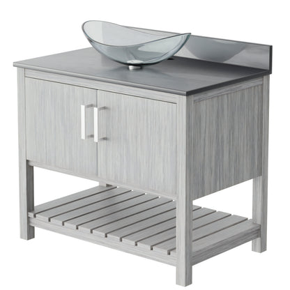 36-inch Bath Vanity with Storm Grey Quartz Counter and Sink - NOBV-36SG-280-324C