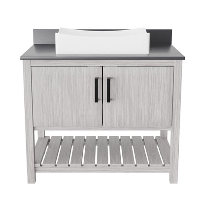 36-inch Bath Vanity with Storm Grey Quartz Counter and Sink - NOBV-36SG-280-1141