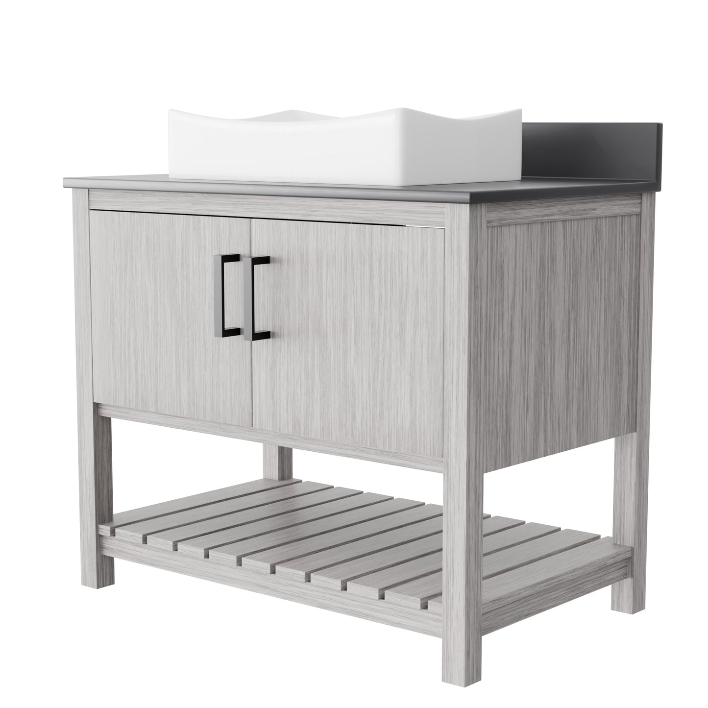 36-inch Bath Vanity with Storm Grey Quartz Counter and Sink - NOBV-36SG-280-1141