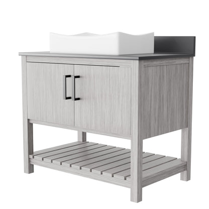 36-inch Bath Vanity with Storm Grey Quartz Counter and Sink - NOBV-36SG-280-1141