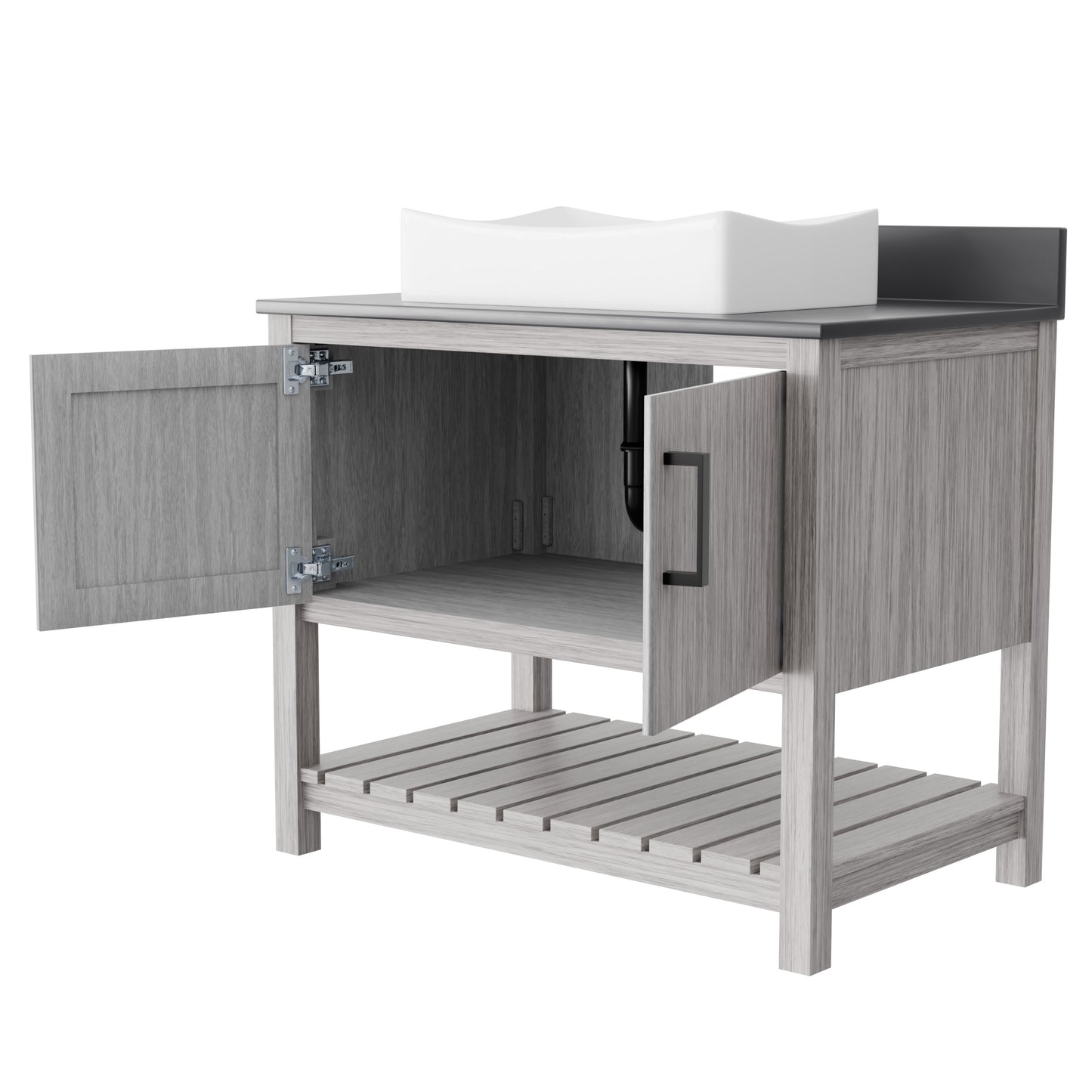 36-inch Bath Vanity with Storm Grey Quartz Counter and Sink - NOBV-36SG-280-1141