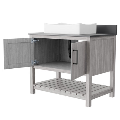 36-inch Bath Vanity with Storm Grey Quartz Counter and Sink - NOBV-36SG-280-1141