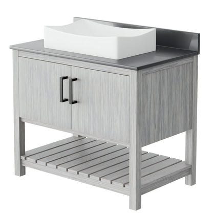 36-inch Bath Vanity with Storm Grey Quartz Counter and Sink - NOBV-36SG-280-1141