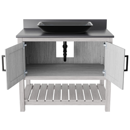 36-inch Bath Vanity with Storm Grey Counter and Sink, NOBV-36SG-280-19034