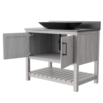 36-inch Bath Vanity with Storm Grey Counter and Sink, NOBV-36SG-280-19034